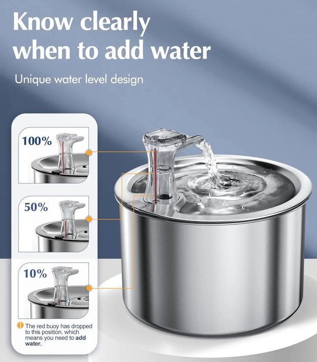 2L fully stainless steel pet water dispenser Automatic cat water fountain with optional sensor  and heater - My Variety Superstore 25