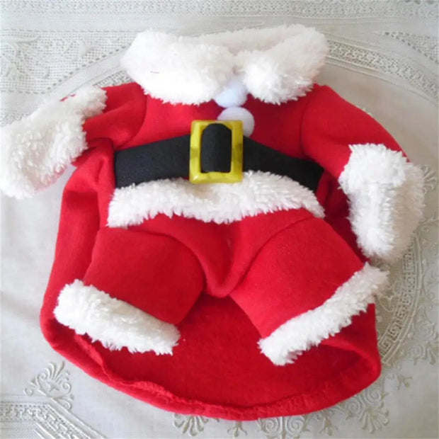 Festive Santa Cosplay Dog Jumpsuit Fleece Lined Keeps Cozy