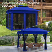 11' X 11' Outdoor 2-Tier Pop up Gazebo Portable Party Tent W/ Netting, Blue - My Variety Superstore 25