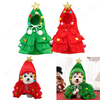 Festive Cat Christmas Outfit Star Pompom Cape Delights Pets