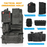 Car Seat Back Molle Organizer Tactical with 5 Molle Pouches Universal Vehicle Panel Protector Storage Bag Cover