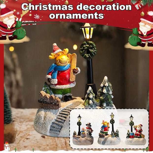 Radiant Luminous Snowman Ornament Resin Craft Brightens Desk