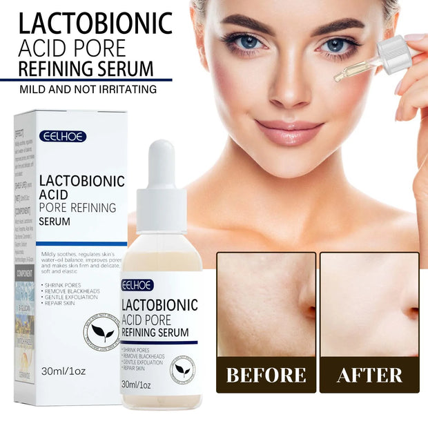 3pcs Lactobionic Acid Pore Shrinking Facial Serum Firming and Moisturizing Blackhead and Acne Cleansing Skin Care Products