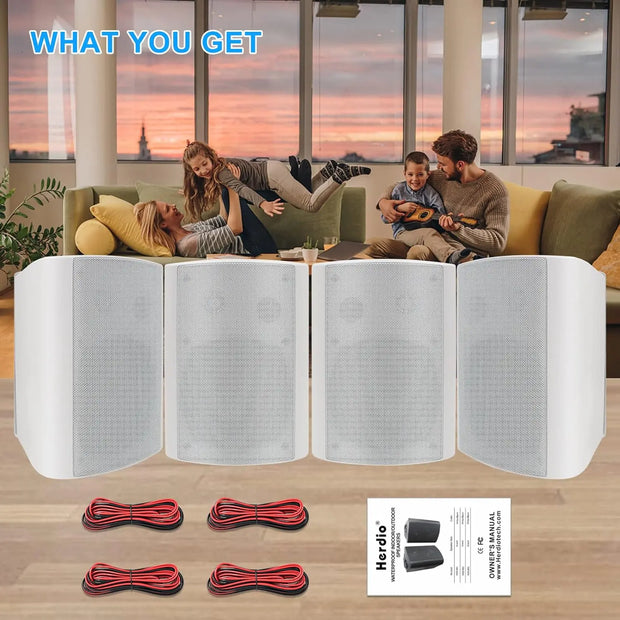 Herdio 5.25 Inch 600 Watts Passive Speakers Full Range Stereo Wired Waterproof Wall Mount Speakers for Patio - My Variety Superstore 25