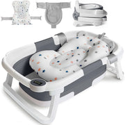 Foldable Baby Bathtub – Real-Time Temp Display, Non-Slip Design & Cushion Support for Shower
