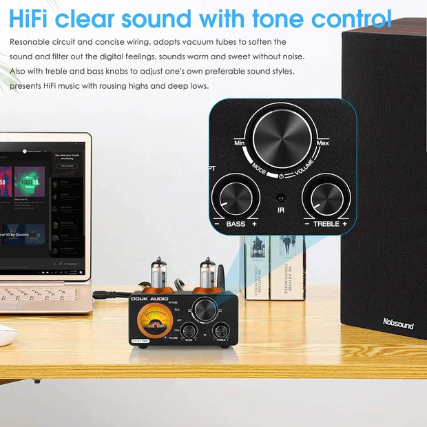 Nobsound HiFi Bluetooth 5.0 Vacuum Tube Amplifier USB DAC Stereo Receiver COAX OPT Home Audio Digital Amp with VU Meter 100W 100W - My Variety Superstore 25