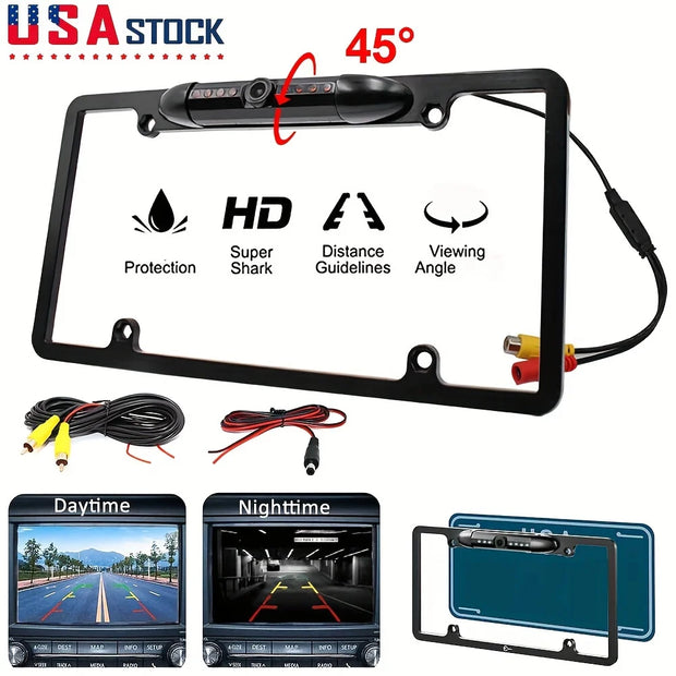 US License Plate Frame Rear View Backup Camera with IR LED Night Vision for Car SUV Pickup