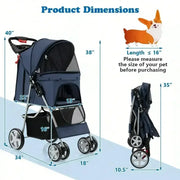 Amazing Folding Pet Stroller With Storage For Easy Travel