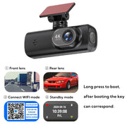 E-ACE UHD 4K Dashcam with GPS WiFi Night Vision 24 Hour Parking Loop Dual Channel Recording 4K Front and 1080P Rear Dual Lens - My Variety Superstore 25