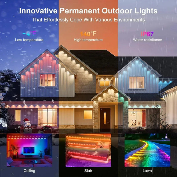 Stunning Smart RGBIC LED String Lights IP67 App Control Glow