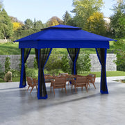 11' X 11' Outdoor 2-Tier Pop up Gazebo Portable Party Tent W/ Netting, Blue - My Variety Superstore 25