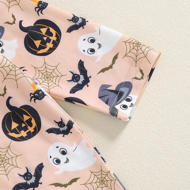 Charming Toddler Girls Halloween Costume with Ghosts and Pumpkins for Spooky Fun
