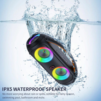 FanFun D16T Portable Bluetooth Speaker Loud Boombox Speaker with Subwoofer Powerful Deep Bass Stereo Sound IP65 Waterproof - My Variety Superstore 25