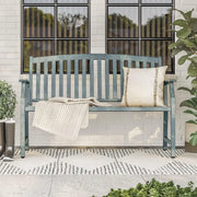 52” Farmhouse Outdoor Garden Bench – Faux Wood Grain Finish & Aluminum Backrest for Porch