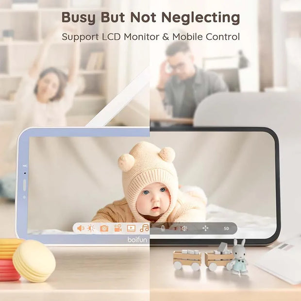 BOIFUN 2K 5'' Screen Control Wifi Video Baby Monitor Camera, ,Two-Way Talk, Motion&Crying Detection, Auto Tracking, Night Vision - My Variety Superstore 25