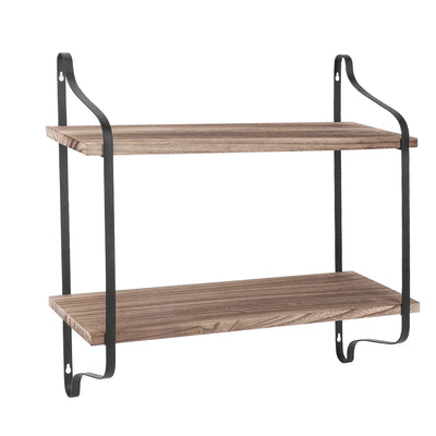 Wall Mounted Rack Display Wood Wall Shelves Rustic 2 Tier Wall Storage Shelf for Bedroom Living Room