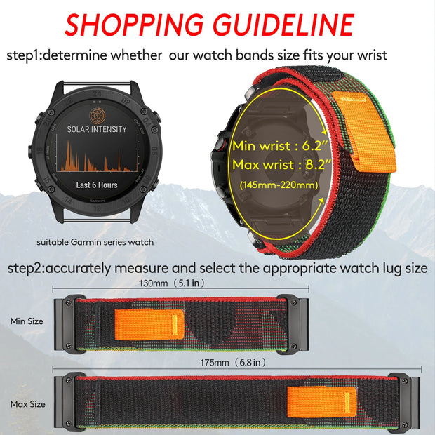 Compatible With Garmin, Rugged Woven Nylon Sport Band with G-hook Watch Band For fēnix/Forerunner/Approach/MARQ/quatix/D2 Series - My Variety Superstore 25