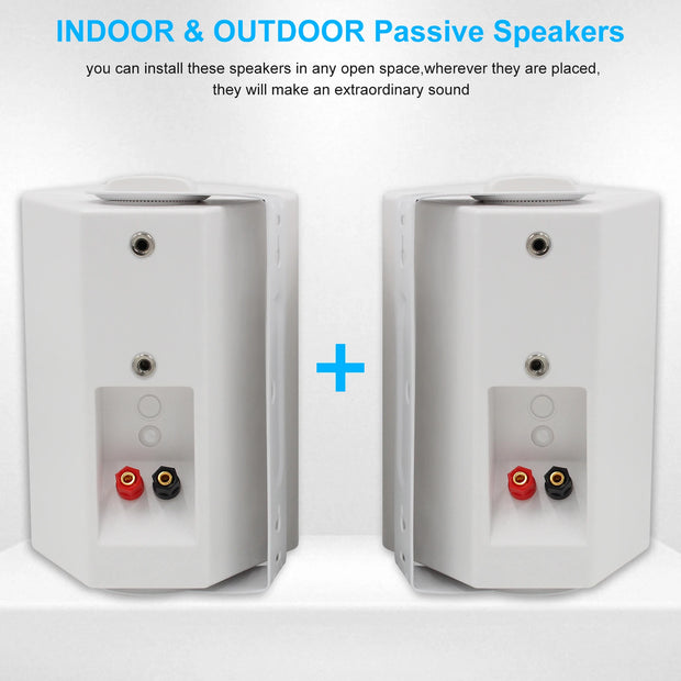 Herdio 2PCS Passive Outdoor Speakers 300 Watts 5.25 Inch Waterproof Speakers for Patio and Home Theater Sound System - My Variety Superstore 25