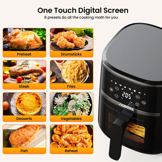 5 Quart Digital Display Air Fryer Toaster Oven Combo with 8 Cooking Presets Oilless Cooker and Dishwasher Safe Basket
