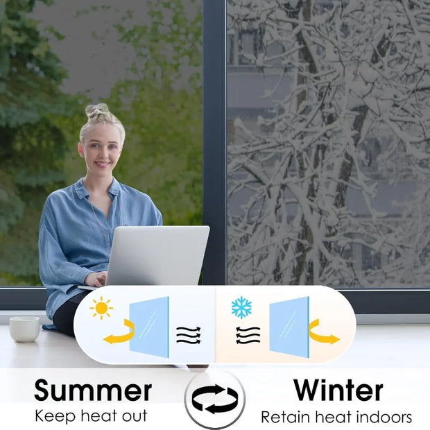 Window Privacy Film Daytime One Way Mirror Tint UV Heat Control Static Cling Glass Door Covering Film