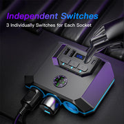 120W Car Socket Charger Adapter – USB Fast Charger Splitter with LED Voltmeter & Multi Ports