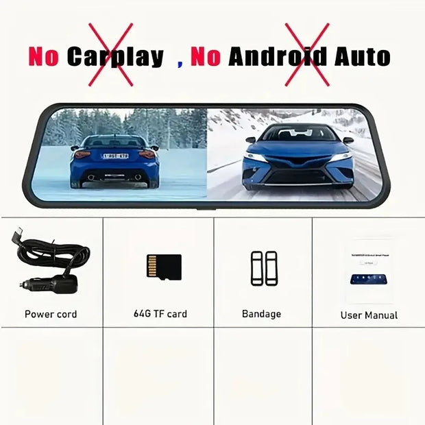 Upgraded 9.66 Inch Full HD CarPlay Screen Mirror Dash Cam with Dual Recording 24 Hour Parking Mode Night Vision and Rear Camera Motion Detection - My Variety Superstore 25
