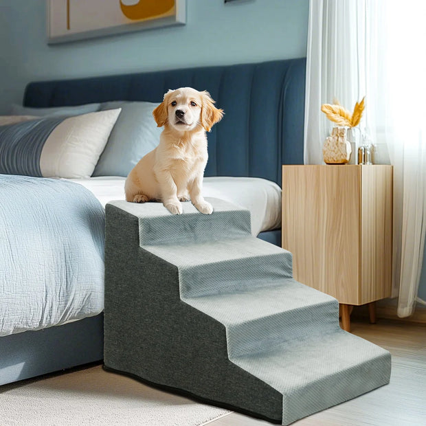 3/4 Steps High Density Foam Dog Stairs Ramps, for High Beds and Sofa, Non-Slip Pet Steps Sofa Bed Ladder, with Washable Cover - My Variety Superstore 25