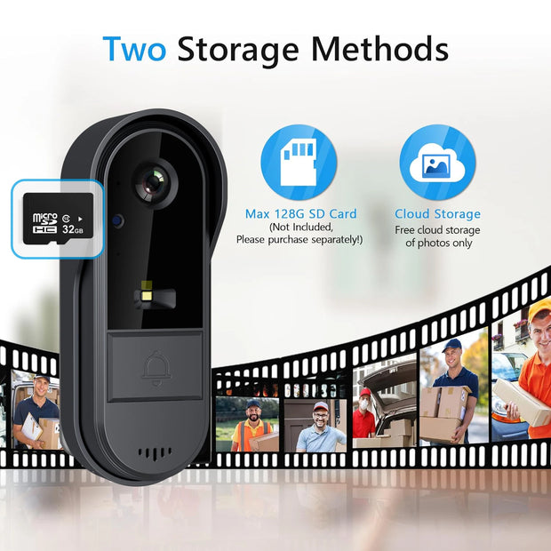 Tuya WiFi doorbell  2-way HD 1080P, microSD/cloud, waterproof, 1000mAh battery, long standby,Wireless Security Camera - My Variety Superstore 25