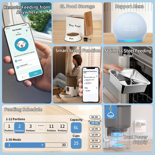 PAPIFEED Smart Automatic Cat Feeders WiFi Pet Feeder with APP Control for Remote Feeding Detachable for Easy Clean Cat Food - My Variety Superstore 25