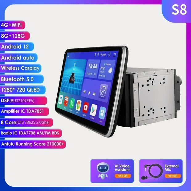 10.1 Inch Octa Core Carplay Car Stereo Universal Double Din Android Radio Rotatable Screen Multimedia Player Video Autoradio Audio RDS DSP - My Variety Superstore 25