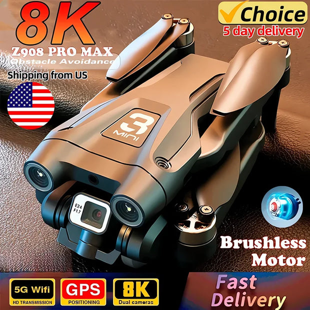 Z908 Pro Max GPS Drone Brushless 8K HD Dual Camera Optical Flow Obstacle Avoidance Foldable Quadcopter RC Distance 9000M - My Variety Superstore 25
