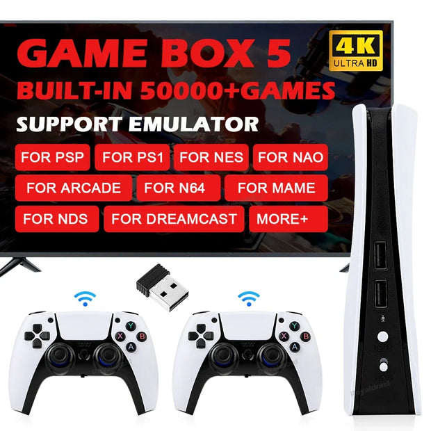 GB5 Video Game Console 256GB/128GB/64G 50000 + Retro Games HD TV Game Box 5 Two Gamepads For PS1/PPSPP/MAME Arcade Gaming Stick - My Variety Superstore 25