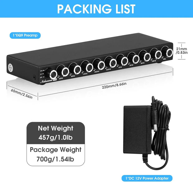 Nobsound HiFi EQ9 9-Band Stereo Equalizer Preamp Analog Audio Processor for Home and Car - My Variety Superstore 25