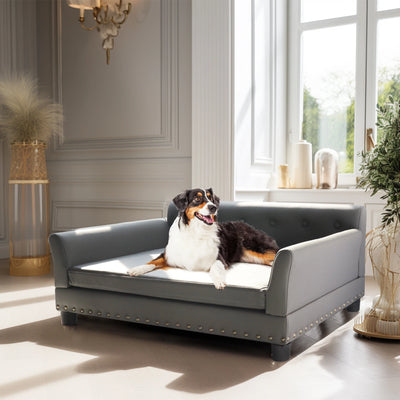 Elevated Dog Bed Sofa Microfiber Leather Cover Luxurious Extra Large Pet Snuggle Lounge Chair with Removable Cushion - My Variety Superstore 25