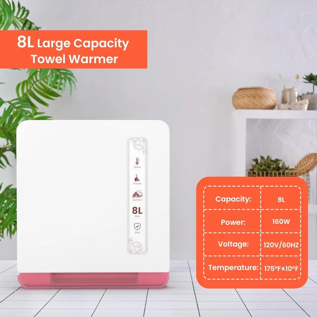 Luxurious Towel Warmer Cabinet 8L Capacity Spa Warmth