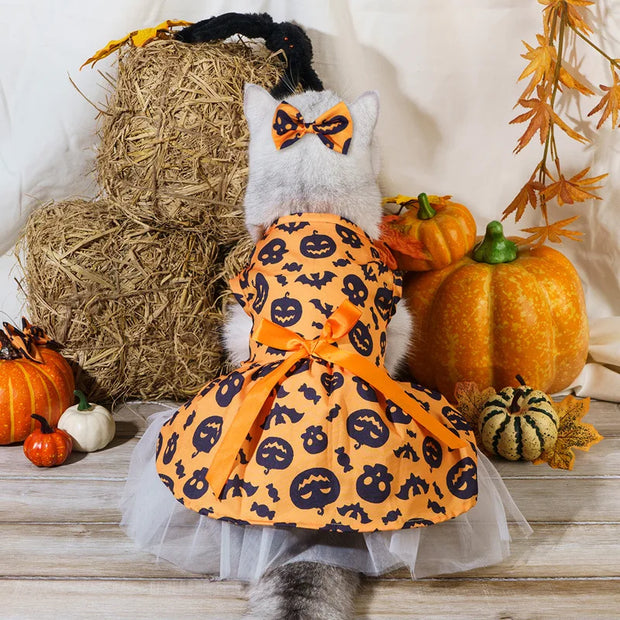 Enchanting Halloween Dog Dress With Bow For Festive Fun