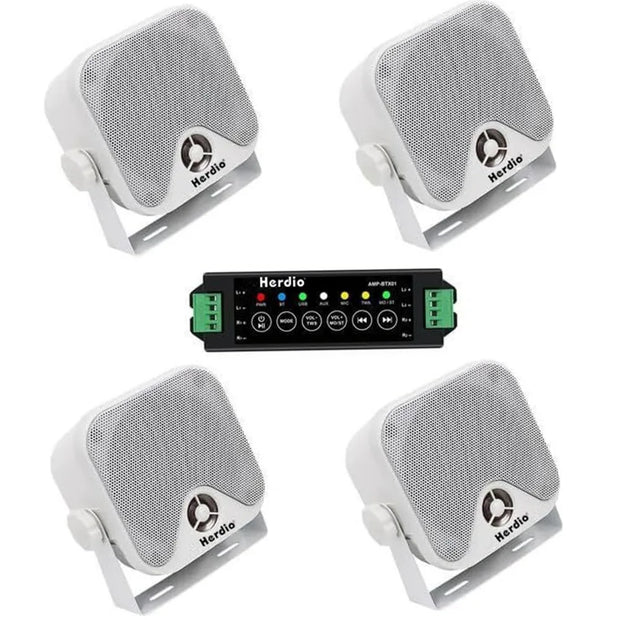 Herdio 4 Inch 240W 4PCS Bluetooth Golf Cart Speakers Waterproof Marine Speakers for Outdoor Boat ATV UTV Jeep Courtyard Powersports - My Variety Superstore 25
