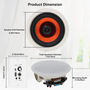 Herdio 6.5 Inch Bluetooth In Wall In Ceiling Speakers 600 Watt With Wall Amplifier Receiver For Home Theater Office 2 Pairs - My Variety Superstore 25