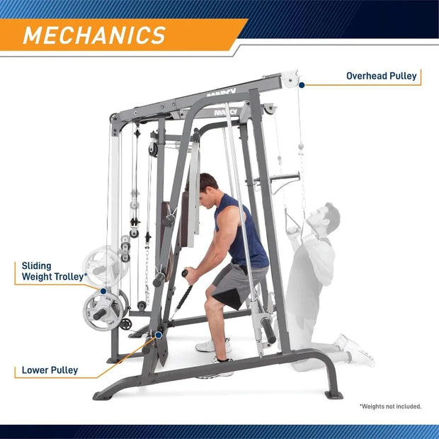 Marcy Smith Cage Workout Machine Full Body Strength Training Home Gym Equipment with Leg Developer and Press Bar
