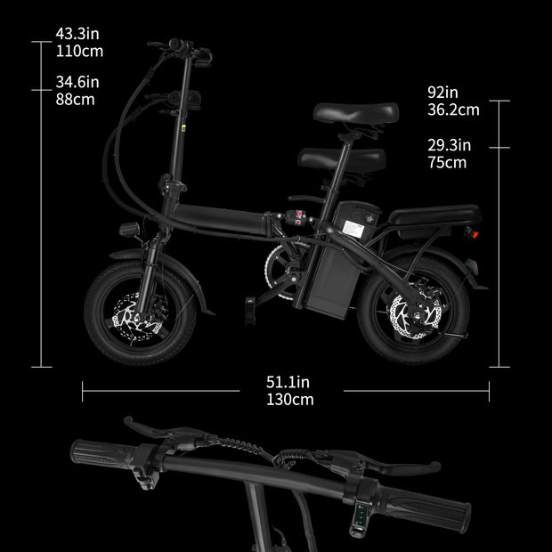 Adult Folding Electric Bicycle with 400W High Speed Motor and 48V Detachable Battery 14 Inch Wheels