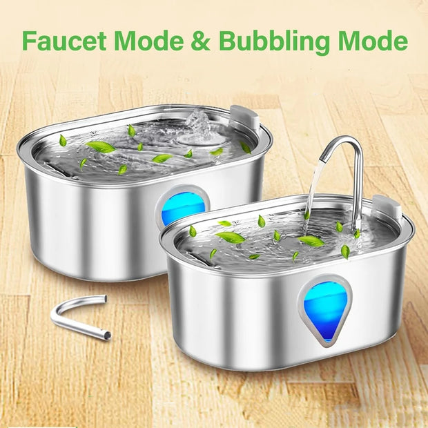 3.5L large capacity pet water dispenser automatic stainless steel cat water fountain with LED Lighting - My Variety Superstore 25