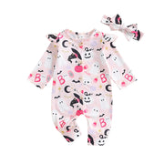 Charming Toddler Girls Halloween Costume with Ghosts and Pumpkins for Spooky Fun