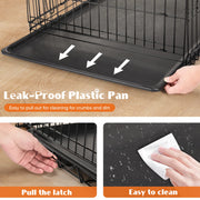 JHK Double Door Folding Metal Wire Dog Cage with Plastic Leak-Proof Pan Tray Extra Large Pet Kennel for Indoor Outdoor Travel - My Variety Superstore 25
