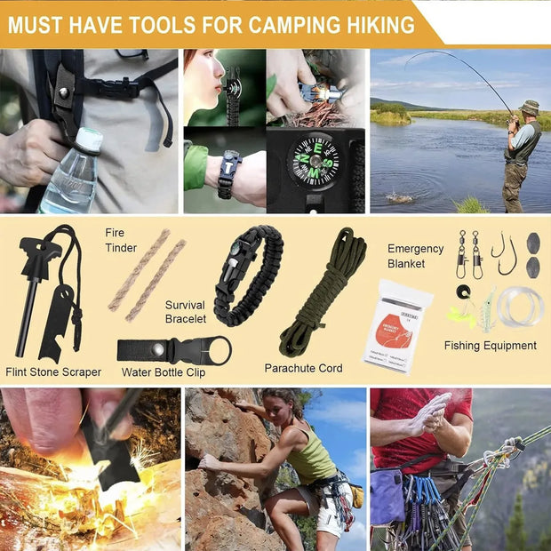142PCS Outdoor Survival Kit – Multifunctional Emergency, Self-Defense & First Aid