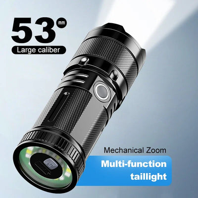 White Laser Ultra Bright LED Flashlight – 9 Modes, Waterproof ABS for Camping & Emergency
