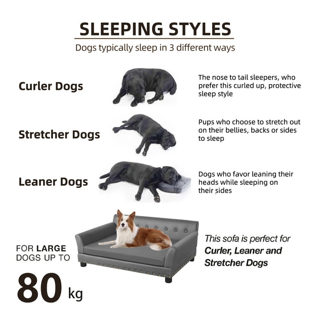 Elevated Dog Bed Sofa Microfiber Leather Cover Luxurious Extra Large Pet Snuggle Lounge Chair with Removable Cushion - My Variety Superstore 25