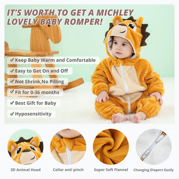 Adorable Dinosaur Baby Romper With Cozy Flannel For Ultimate Warmth