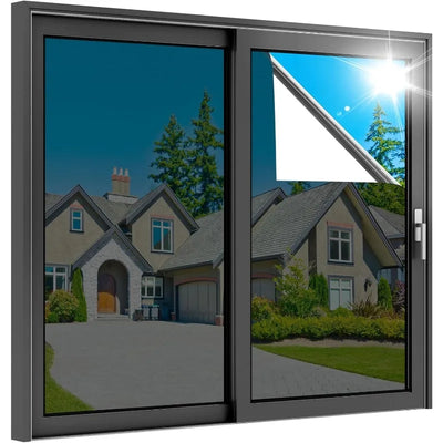 Window Privacy Film Daytime One Way Mirror Tint UV Heat Control Static Cling Glass Door Covering Film