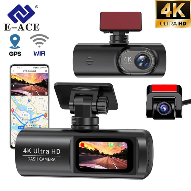 E-ACE UHD 4K Dashcam with GPS WiFi Night Vision 24 Hour Parking Loop Dual Channel Recording 4K Front and 1080P Rear Dual Lens - My Variety Superstore 25