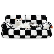 Mewoofun Pet Couch Bed 26×19×13 Inch Washable Cat Beds for Medium Small Dogs Cat up to 25 lbs Fluffy Cat Couch Black White - My Variety Superstore 25